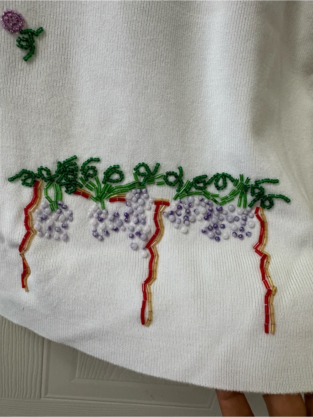 Lisa International White Short-Sleeve Tee with Purple & Green Embroidery - Picture 4 of 13